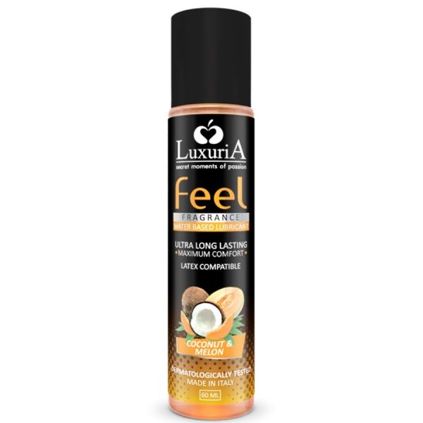 LUXURIA FEEL COCONUT AND MELON WATER BASED LUBRICANT 60 ML é um Óleo e Lubrificante 100% comestível, para maior prazer.