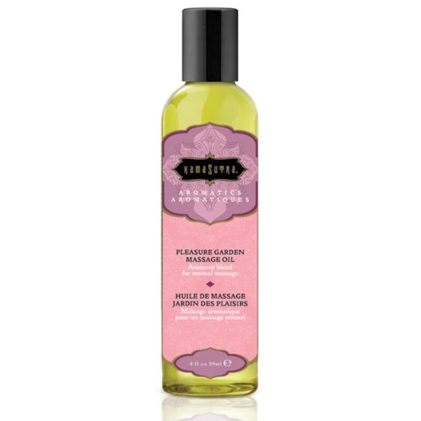 KAMASUTRA GARDEN OF PLEASURE MASSAGE OIL 59 ML é um Óleo e Lubrificante 100% comestível, para maior prazer.