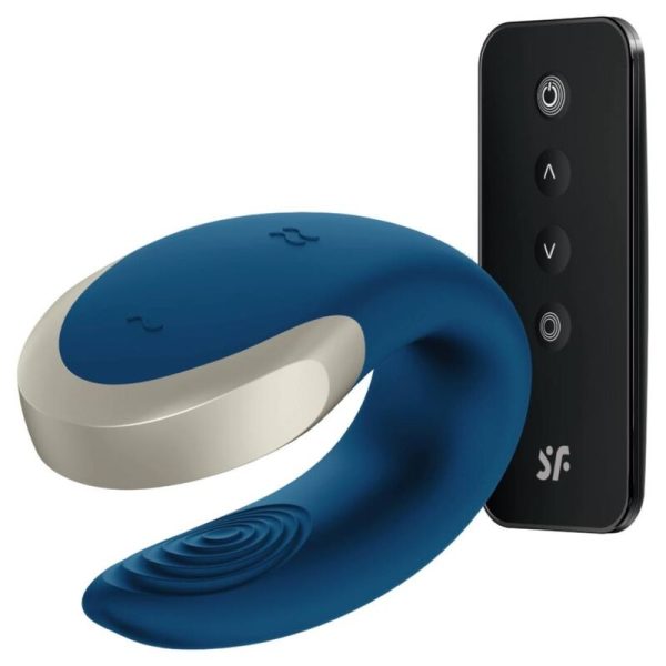 SATISFYER DOUBLE LOVE LUXURY PARTNER VIBRATOR - BLUE é um brinquedo sexual da gama dos Vibradores com APP, super potente e confortável.