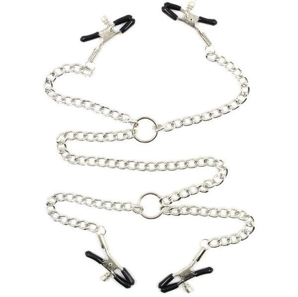 OHMAMA FETISH 4 CHAIN NIPPLE CLAMPS é um brinquedo sexual da gama do Metal e Vidro, confortável e ergonómico.