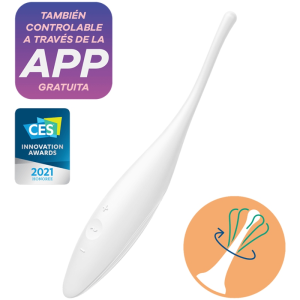 SATISFYER TWIRLING JOY CLIT TIP VIBRATOR - WHITE é um brinquedo sexual da gama dos Vibradores com APP, super potente e confortável.