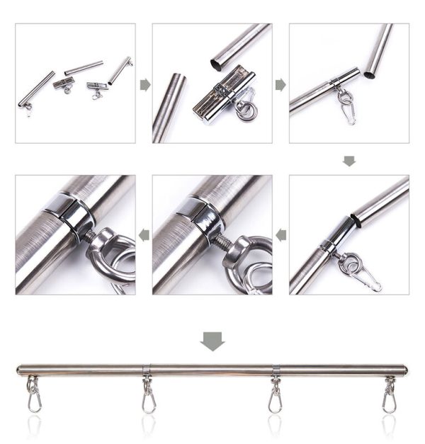 OHMAMA FETISH DETACHABLE SPREADER METAL BAR 4 HOOKS é um brinquedo sexual da gama Fetiche e Bondage relacionada com BDSM e Acessórios.