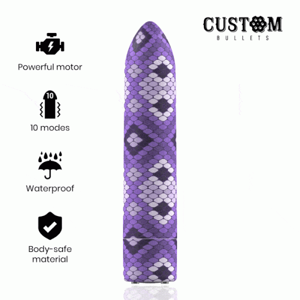 CUSTOM BULLETS RECHARGEABLE SNAKE PURPLE MAGNETIC BULLET 10 INTENSITIES é um brinquedo sexual da gama das Balas vibratórias, super potentes, eficazes e seguros.