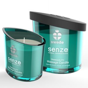 SWEEDE SENZE TRANQUILITY MASSAGE CANDLE - SPEARMINT, ROSE, ORANGE pertence á gama de velas afrodisíacas, para um ambeinte especial e relaxante.