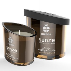 SWEEDE SENZE EUPHORIA MASSAGE CANDLE - VANILLA, SANDALWOOD pertence á gama de velas afrodisíacas, para um ambeinte especial e relaxante.