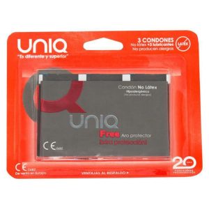 UNIQ FREE LATEX FREE CONDOMS WITH PROTECTIVE RING 3 UNITS são preservtivos especiais, para maior segurança e sensibilidade. Super saborosos.