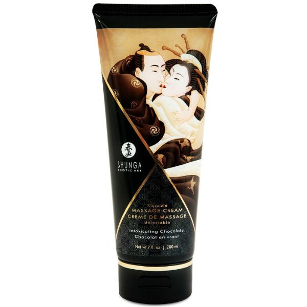 SHUNGA MASSAGE CREAM KISSABLE CHOCOLAT 200ML é um Óleo, Lubrificante e Creme com efeito afrodisíaco.