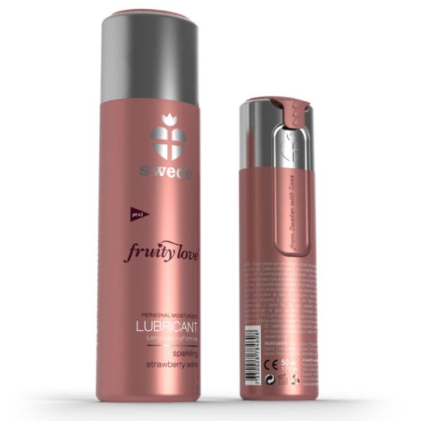 SWEDE -FRUITY LOVE LUBRICANT SPARKLING STRAWBERRY WINE 50 ML é um Óleo e Lubrificante extremamente agradável comestível.