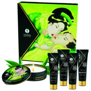 GEISHA SECRET KIT EXOTIC GREEN TEA é um Óleo, Lubrificante e Creme com efeito afrodisíaco.