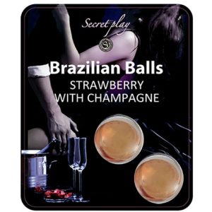 SECRETPLAY  STRAWBERRY AND CHAMPAGNE BRAZILIAN BALLS SET é um Óleo e Lubrificante extremamente agradável e completo de dose única.