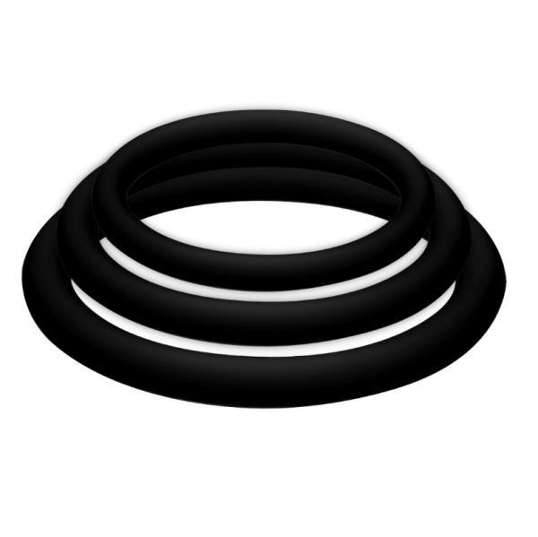 POTENZ PLUS 3 BLACK RINGS SET - S, M, L é um brinquedo sexual adequado ao homem, super potente e confortável.