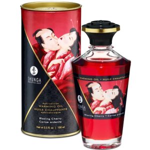 SHUNGA APHRODISIAC WARMING OIL BLAZING CHERRY 100 ML é um Óleo, Lubrificante e Creme com efeito afrodisíaco.