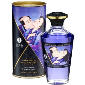 SHUNGA APHRODISIAC WARMING OIL EXOTIC FRUITS 100 ML é um Óleo, Lubrificante e Creme com efeito afrodisíaco.