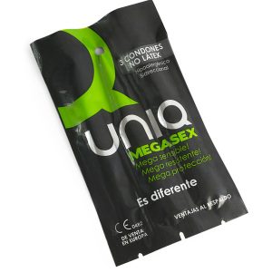 UNIQ MEGASEX LATEX FREE SENSITIVE CONDOMS 3 UNITS são preservtivos especiais, para maior segurança e sensibilidade. Super saborosos.