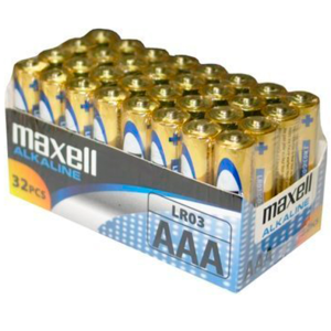 MAXELL BATTERY AAA LR03 PACK*32 UDS é um artigo que pertence à gama de baterias, para que nunca lhe falte a pilha.