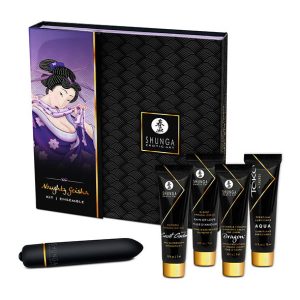 SHUNGA NAUGHTY GEISHA KIT é um Óleo, Lubrificante e Creme para um tempo erótico.