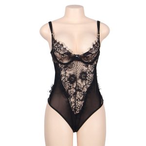 SUBBLIME QUEEN PLUS FLORAL LACE AND FRINGED BLACK TEDDY é uma Lingerie que se equadra na Lingerie feminina. Erótica e atraente. Resistente e segura.