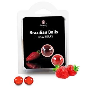 2 BRAZILIAN BALLS STRAWBERRY é um Óleo, Lubrificante e Creme com efeito afrodisíaco.