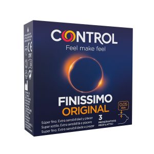 CONTROL FINISSIMO CONDOMS 3 UNITS são preservtivos especiais, para maior segurança e sensibilidade. Super saborosos.