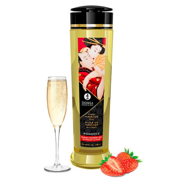 SHUNGA EROTIC MASSAGE OIL ROMANCE 240ML é um Óleo, Lubrificante e Creme com efeito afrodisíaco.