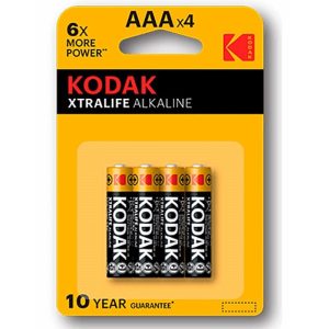 KODAK XTRALIFE ALKALINE BATTERY AAA LR03 BLISTER * 4 é um artigo que pertence à gama de baterias, para que nunca lhe falte a pilha.