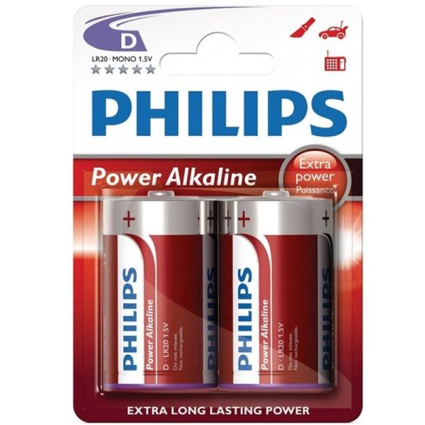 PHILIPS POWER ALKALINE PILA D LR20 PACK 2 é um artigo que pertence à gama de baterias, para que nunca lhe falte a pilha.