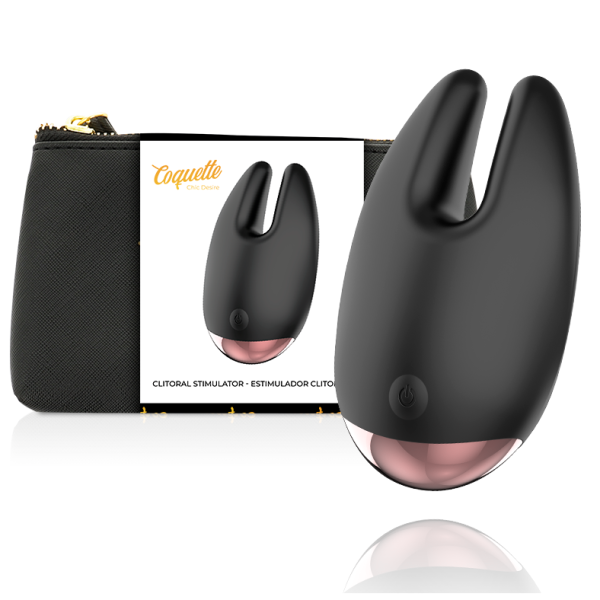 COQUETTE CHIC DESIRE CLITORIAL STIMULATOR BLACK / GOLD é um brinquedo sexual da gama dos Mini vibradores, super potente e confortável.