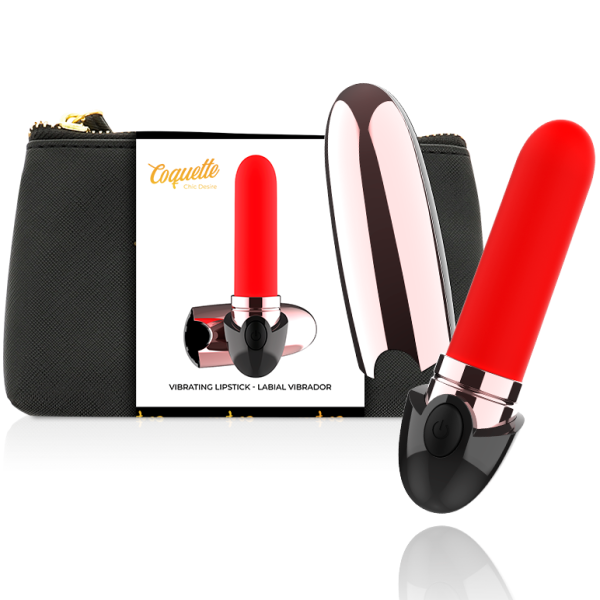 COQUETTE CHIC DESIRE VIBRATOR RECHARGEABLE LIPSTICK BLACK/ GOLD é um brinquedo sexual da gama dos estimuladores, super potentes, eficazes e seguros.