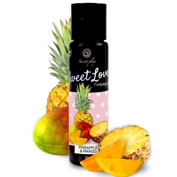 SECRETPLAY MANGO & PINEAPPLE - SWEET LOVE 60 ML é um Óleo e Lubrificante 100% comestível, para maior prazer.