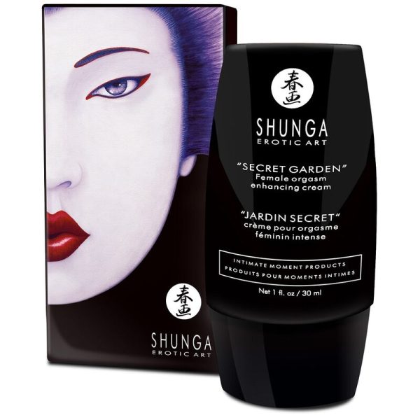 SHUNGA FEMALE ORGASM CREAM SECRET GARDEN é um  Óleo e Lubrificante para Intensificador o Orgasmo Feminino.