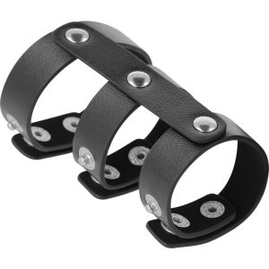 DARKNESS ADJUSTABLE LEATHER DOUBLE  PENIS AND TESTICLES RING é um Acessórios para Pénis, super confortável para maior prazer.