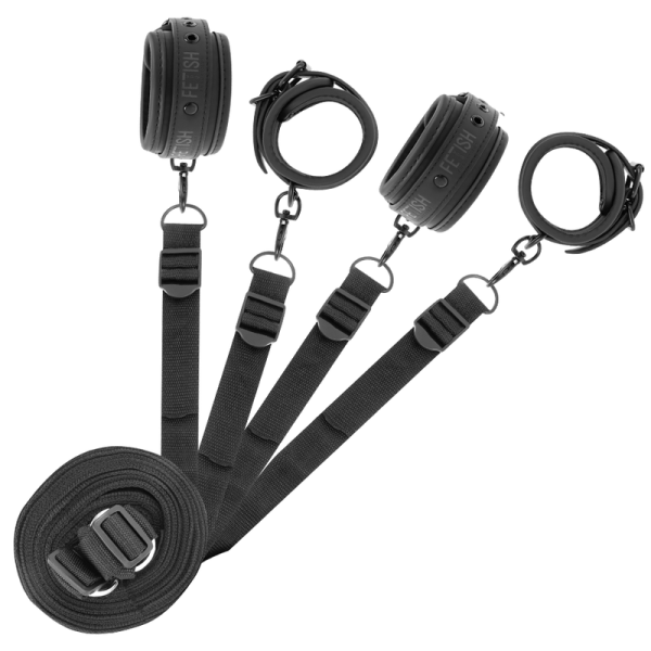 FETISH SUBMISSIVE CUFF AND TETHER SET é um brinquedo sexual da gama Fetiche e Bondage relacionada com Esposas.