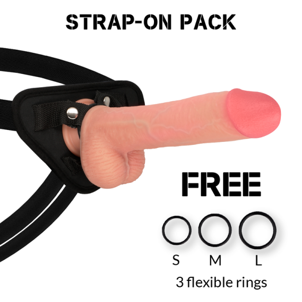 ROCKARMY HARNESS + LIQUID SILICONE PREMIUM KINGCOBRA REALISTIC 24CM é um brinquedo sexual da gama dos Cintos dos Arneses livres de vibração, para maior prazer.