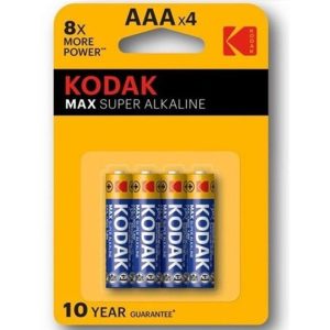 KODAK MAX SUPER ALKALINE BATTERY AAA LR03 BLISTER * 4 é um artigo que pertence à gama de baterias, para que nunca lhe falte a pilha.