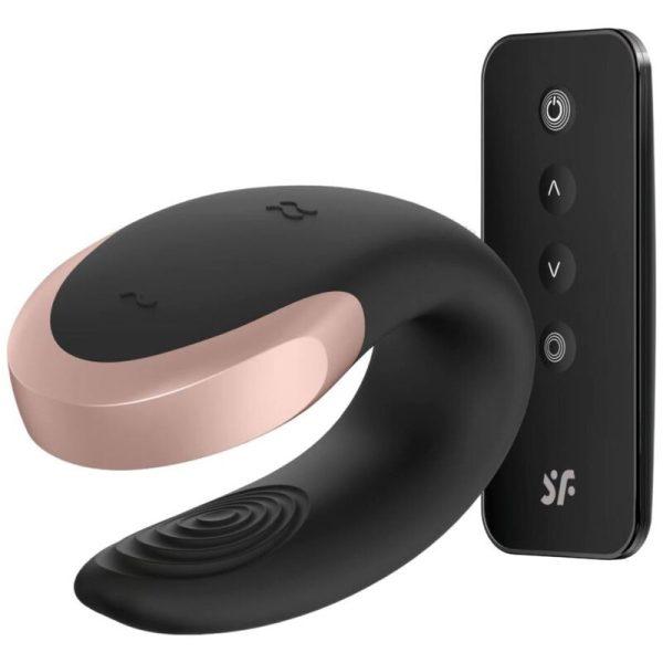 SATISFYER DOUBLE LOVE LUXURY PARTNER VIBRATOR - BLACK é um brinquedo sexual da gama dos Vibradores com APP, super potente e confortável.