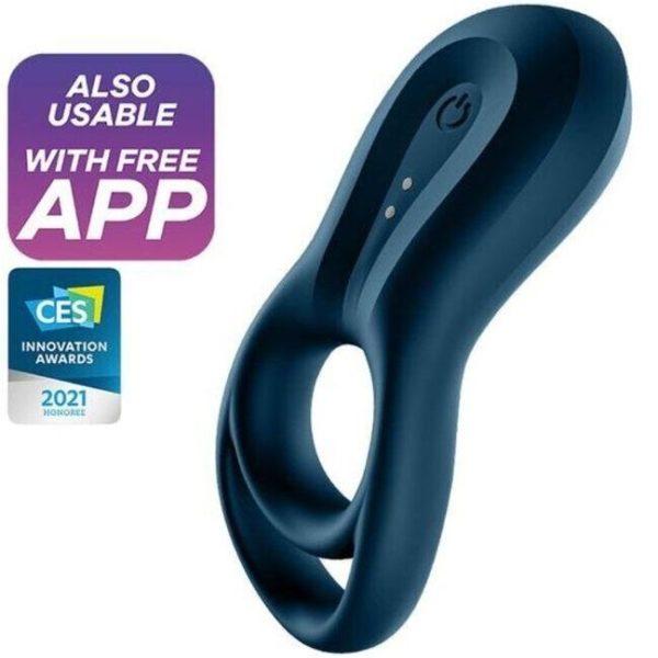 SATISFYER EPIC DUO RING VIBRATOR APP - BLUE é um brinquedo sexual adequado ao homem, super potente e confortável.