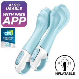 SATISFYER AIR PUMP VIBRATOR 5+ INFLATABLE G-SPOT VIBRATOR APP - BLUE é um brinquedo sexual da gama dos Vibradores com APP, super potente e confortável.