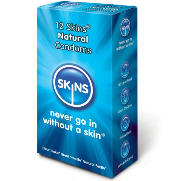 SKINS CONDOM NATURAL PACK 12 são preservtivos para gays, para maior segurança e sensibilidade. Super saborosos.