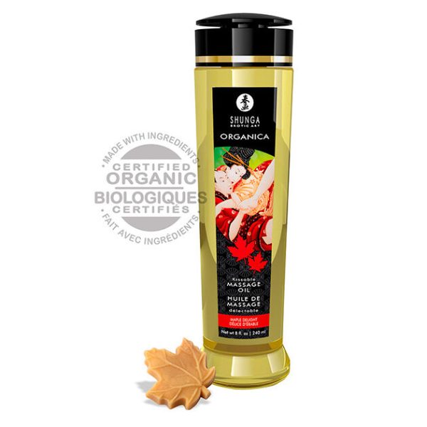 SHUNGA KISSABLE MASSAGE OIL ORGANICA 240ML é um Óleo, Lubrificante e Creme com efeito afrodisíaco.