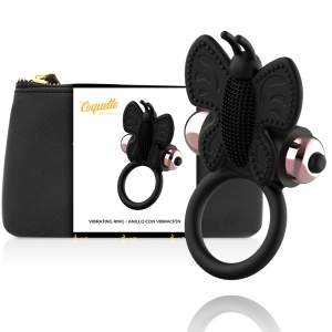 COQUETTE CHIC DESIRE COCK RING BUTTERFLY  WITH VIBRATOR BLACK/ GOLD é um Acessórios para Pénis, super confortável para maior prazer.