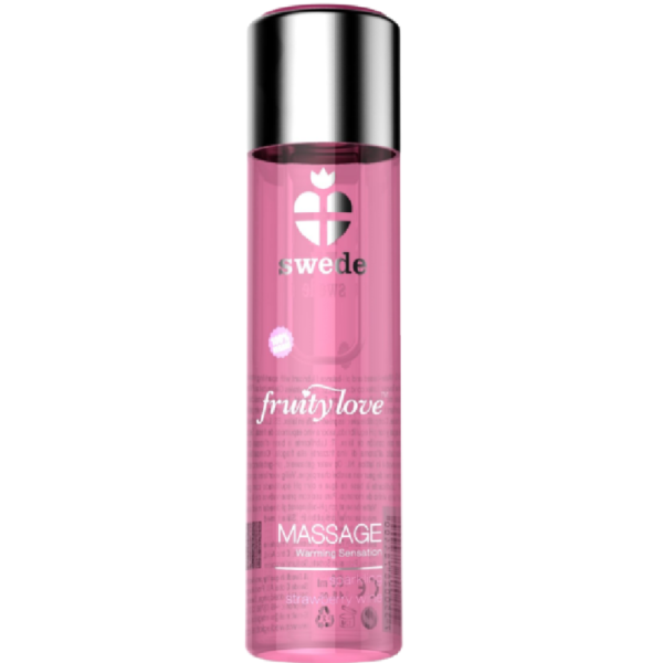 SWEDE FRUITY LOVE WARMING EFFECT MASSAGE OIL SPARKLING STRAWBERRY WINE 120 ML. é um Óleo, Lubrificante e Creme com efeito afrodisíaco.