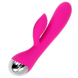 OHMAMA USB RECHARGEABLE SILICONE RABBIT VIBRATOR 10 SPEEDS 19 CM é um brinquedo sexual dos estimuladores de clitóris, super potentes, eficazes e seguros.