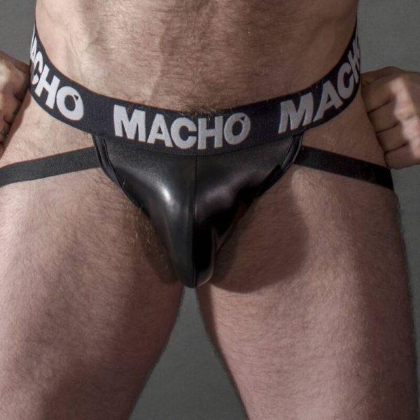 MACHO - MX25NC JOCK BLACK LEATHER  S é uma Lingerie que se equadra nos Slips and Thongs. Erótica e atraente. Resistente e segura.