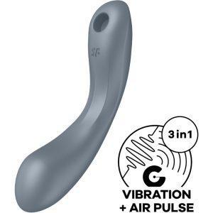 SATISFYER - CURVE TRINITY 1 AIR PULSE VIBRATION GREY é um brinquedo sexual da gama dos Masturbadores para mulheres, confortável e potente.