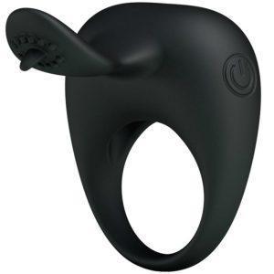 PRETTY LOVE VIBRATING SILICONE RING WITH TONGUE é um brinquedo sexual adequado ao homem, super potente e confortável.