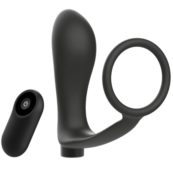 ADDICTED TOYS PENIS RING WITH REMOTE CONTROL ANAL PLUG BLACK RECHARGEABLE é um brinquedo sexual da gama dos Masturbadores para mulheres, confortável e potente.