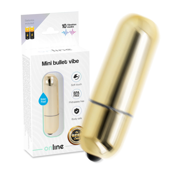 ONLINE MINI BULLET VIBE - GOLDEN é um brinquedo sexual da gama dos Masturbadores para mulheres, confortável e potente.