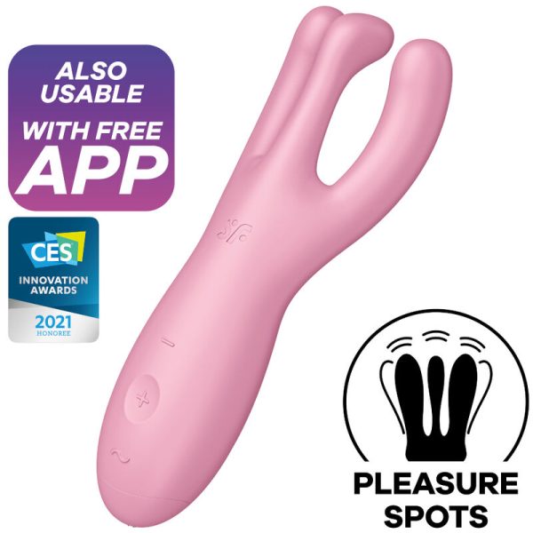 SATISFYER THREESOME 4 VIBRATOR APP - PINK é um brinquedo sexual da gama dos Masturbadores para mulheres, confortável e potente.